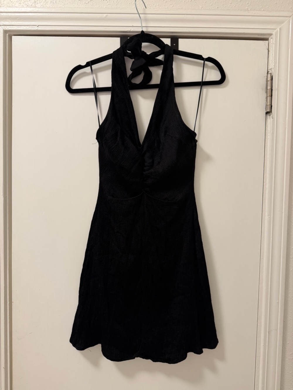 Zara Black Halter V-Neck Mini Dress